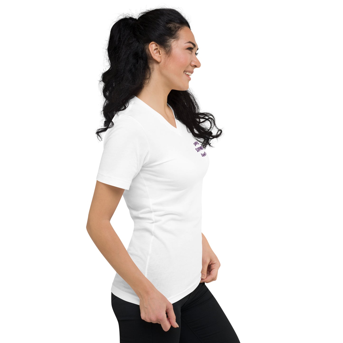 Dames Front V-Neck T-Shirt White
